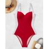 imageSUUKSESS Women Tummy Control One Piece Swimsuit Sexy Crisscross Back Bathing SuitRed