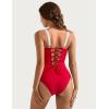 imageSUUKSESS Women Tummy Control One Piece Swimsuit Sexy Crisscross Back Bathing SuitRed