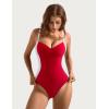 imageSUUKSESS Women Tummy Control One Piece Swimsuit Sexy Crisscross Back Bathing SuitRed