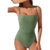 imageSUUKSESS Women Sexy Tummy Control One Piece Swimsuits Square Neck Bathing Suits62 Army Green