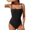 imageSUUKSESS Women Sexy Tummy Control One Piece Swimsuits Square Neck Bathing Suits62 Black