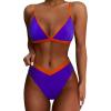 imageSUUKSESS Women Triangle High Cut Bikini Sets Sexy High Waisted 2 Piece Swimsuit57 Royal Blue Orange