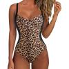 imageSUUKSESS Women Tummy Control One Piece Swimsuit Sexy Crisscross Back Bathing SuitLeopard Black