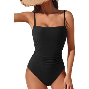 imageSUUKSESS Women Sexy Tummy Control One Piece Swimsuits Square Neck Bathing Suits62 Black