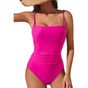 imageSUUKSESS Women Sexy Tummy Control One Piece Swimsuits Square Neck Bathing Suits62 Hot Pink