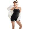 imageSUUKSESS Women 2 Piece Workout Sets High Waisted Tummy Control Biker Shorts Halter Backless Tank TopsBlack