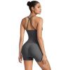 imageSUUKSESS Women 2 Piece Workout Sets High Waisted Tummy Control Biker Shorts Halter Backless Tank TopsDark Grey