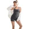 imageSUUKSESS Women 2 Piece Workout Sets High Waisted Tummy Control Biker Shorts Halter Backless Tank TopsDark Grey
