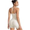 imageSUUKSESS Women 2 Piece Workout Sets High Waisted Tummy Control Biker Shorts Halter Backless Tank TopsWhite