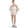imageSUUKSESS Women 2 Piece Workout Sets High Waisted Tummy Control Biker Shorts Halter Backless Tank TopsWhite