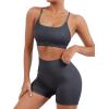 imageSUUKSESS Women Seamless Workout Sets Strappy Sports Bra High Waist Booty Shorts Outfits1 Dark Grey