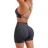 imageSUUKSESS Women Seamless Workout Sets Strappy Sports Bra High Waist Booty Shorts Outfits1 Dark Grey