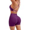 imageSUUKSESS Women Seamless Workout Sets Strappy Sports Bra High Waist Booty Shorts Outfits1 Deep Purple
