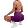 imageSUUKSESS Women Seamless Workout Sets Strappy Sports Bra High Waist Booty Shorts Outfits1 Deep Purple