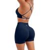 imageSUUKSESS Women Seamless Workout Sets Strappy Sports Bra High Waist Booty Shorts Outfits1 Navy Blue