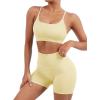 imageSUUKSESS Women Seamless Workout Sets Strappy Sports Bra High Waist Booty Shorts Outfits1 Pale Yellow