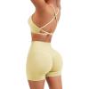 imageSUUKSESS Women Seamless Workout Sets Strappy Sports Bra High Waist Booty Shorts Outfits1 Pale Yellow