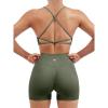 imageSUUKSESS Women Seamless Workout Sets Strappy Sports Bra High Waist Booty Shorts Outfits1 Army Green