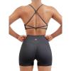 imageSUUKSESS Women Seamless Workout Sets Strappy Sports Bra High Waist Booty Shorts Outfits1 Dark Grey