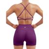 imageSUUKSESS Women Seamless Workout Sets Strappy Sports Bra High Waist Booty Shorts Outfits1 Deep Purple