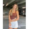 imageSUUKSESS Women Ribbed Bodysuit Sexy Halter Square Neck Sleeveless Padded Tank Top01 Brown