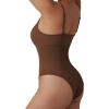 imageSUUKSESS Women Ribbed Sexy Bodysuit Adjustable Spaghetti Strap Padded Tank Top