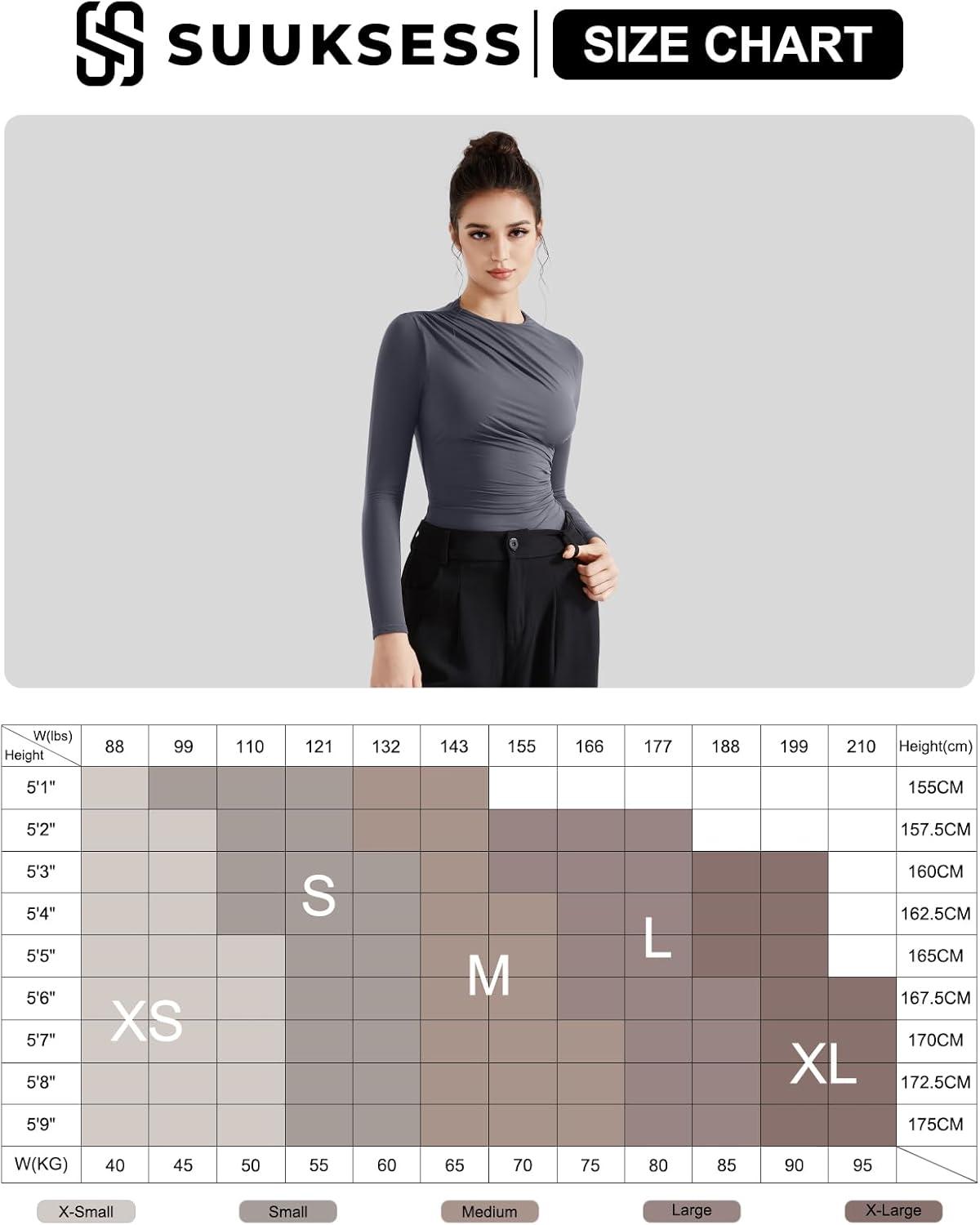 imageSUUKSESS Women Business Casual Long Sleeve Tops Double Lined Basic T ShirtsMarsala