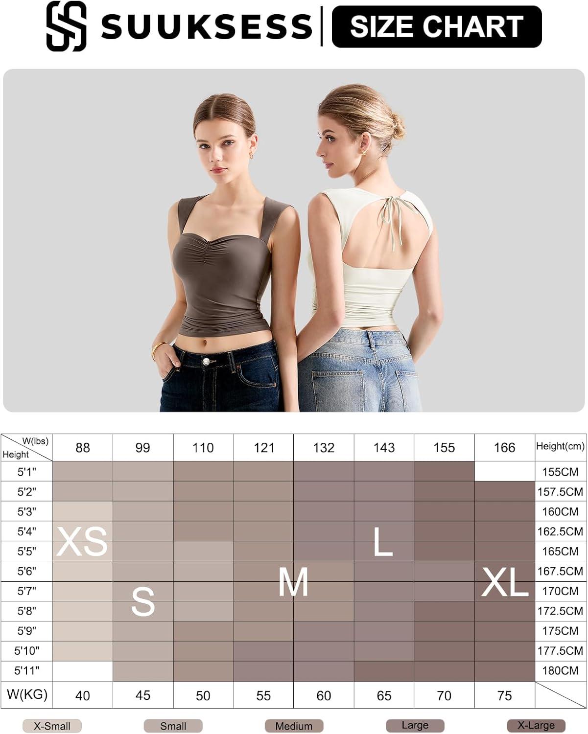 imageSUUKSESS Women Sweetheart V Neck Backless Tank Tops Double Lined Going Out Crop TopsBrown