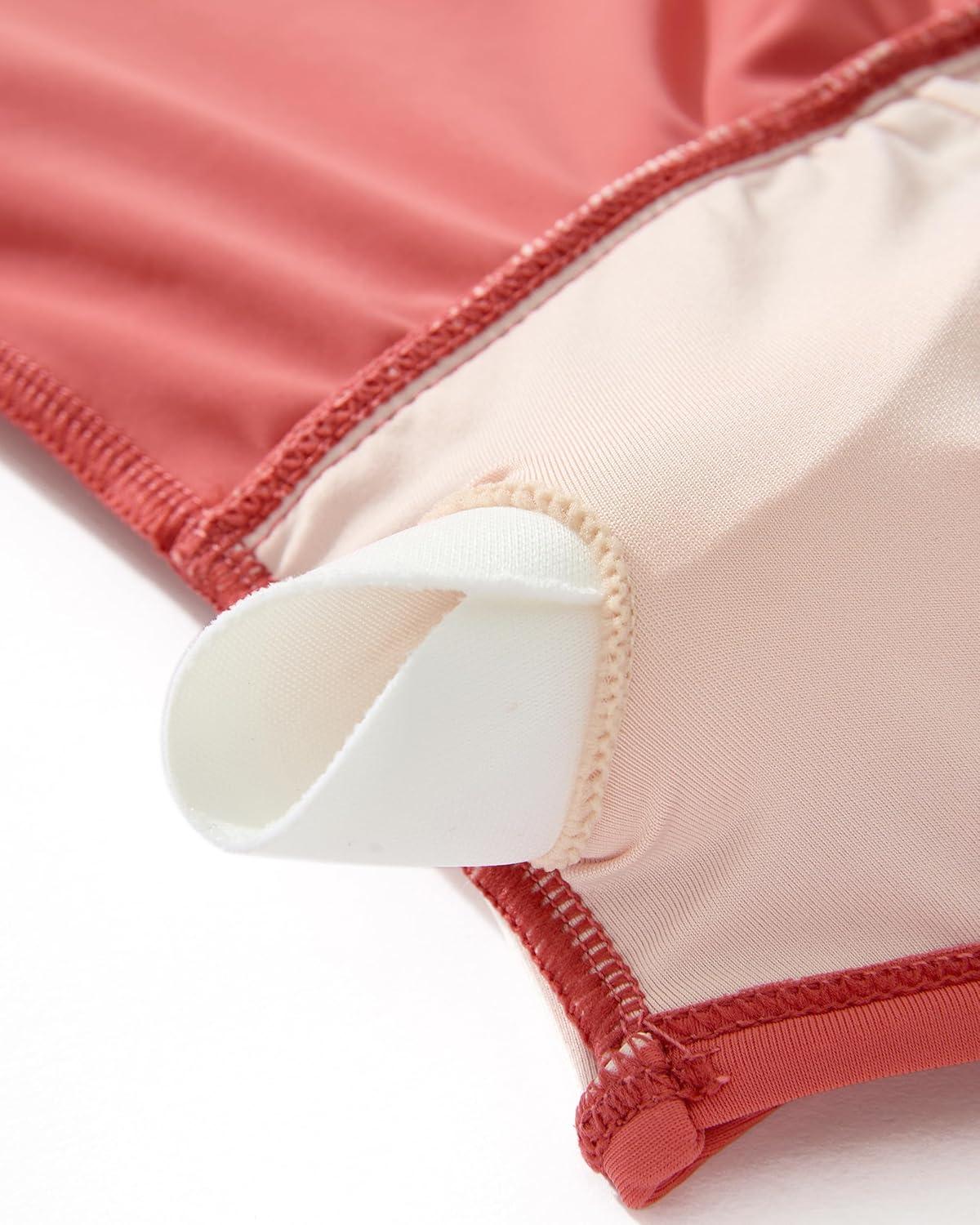 imageSUUKSESS Womens Tummy Control Tankini Swimsuit Push Up Knot Front Bathing SuitCoral Pink Leaf
