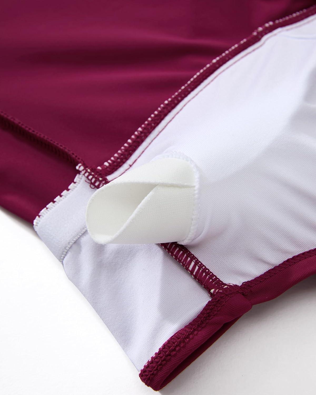 imageSUUKSESS Womens Tummy Control Tankini Swimsuit Push Up Knot Front Bathing SuitWine Red