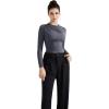 imageSUUKSESS Women Business Casual Long Sleeve Tops Double Lined Basic T ShirtsAsh