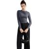 imageSUUKSESS Women Business Casual Long Sleeve Tops Double Lined Basic T ShirtsAsh