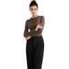 imageSUUKSESS Women Business Casual Long Sleeve Tops Double Lined Basic T ShirtsBrown
