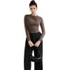 imageSUUKSESS Women Business Casual Long Sleeve Tops Double Lined Basic T ShirtsBrown