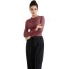 imageSUUKSESS Women Business Casual Long Sleeve Tops Double Lined Basic T ShirtsMarsala