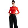 imageSUUKSESS Women Business Casual Long Sleeve Tops Double Lined Basic T ShirtsRed