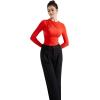 imageSUUKSESS Women Business Casual Long Sleeve Tops Double Lined Basic T ShirtsRed