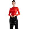 imageSUUKSESS Women Business Casual Long Sleeve Tops Double Lined Basic T ShirtsRed