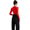 imageSUUKSESS Women Business Casual Long Sleeve Tops Double Lined Basic T ShirtsRed