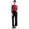 imageSUUKSESS Women Business Casual Long Sleeve Tops Double Lined Basic T ShirtsWine Red