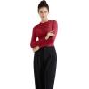 imageSUUKSESS Women Business Casual Long Sleeve Tops Double Lined Basic T ShirtsWine Red