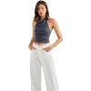 imageSUUKSESS Women Halter Backless Tank Tops Sexy Cowl Neck Summer Going Out Cami TopsAsh