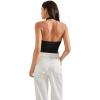 imageSUUKSESS Women Halter Backless Tank Tops Sexy Cowl Neck Summer Going Out Cami TopsBlack