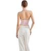 imageSUUKSESS Women Halter Backless Tank Tops Sexy Cowl Neck Summer Going Out Cami TopsPink