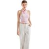 imageSUUKSESS Women Halter Backless Tank Tops Sexy Cowl Neck Summer Going Out Cami TopsPink
