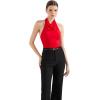 imageSUUKSESS Women Halter Backless Tank Tops Sexy Cowl Neck Summer Going Out Cami TopsRed