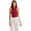 imageSUUKSESS Women Halter Backless Tank Tops Sexy Cowl Neck Summer Going Out Cami TopsWine Red