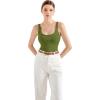 imageSUUKSESS Women Padded Ribbed Long Tank Tops Summer Going Out Basic Scoop Neck Cami TopsArmy Green