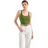 imageSUUKSESS Women Padded Ribbed Long Tank Tops Summer Going Out Basic Scoop Neck Cami TopsArmy Green