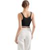imageSUUKSESS Women Padded Ribbed Long Tank Tops Summer Going Out Basic Scoop Neck Cami TopsBlack